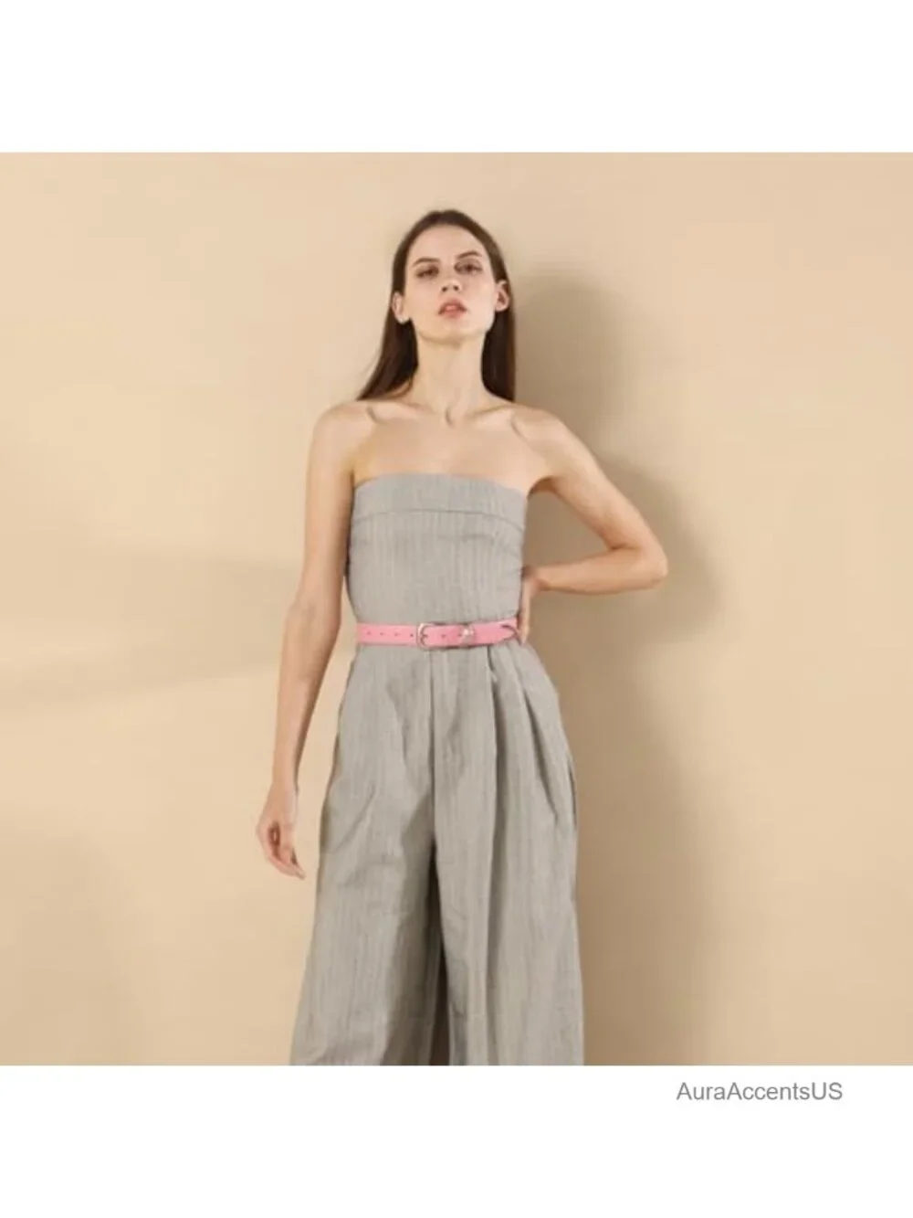 Faux Leather Belt with Gold Buckle Fashion Waist Belt for Jeans
